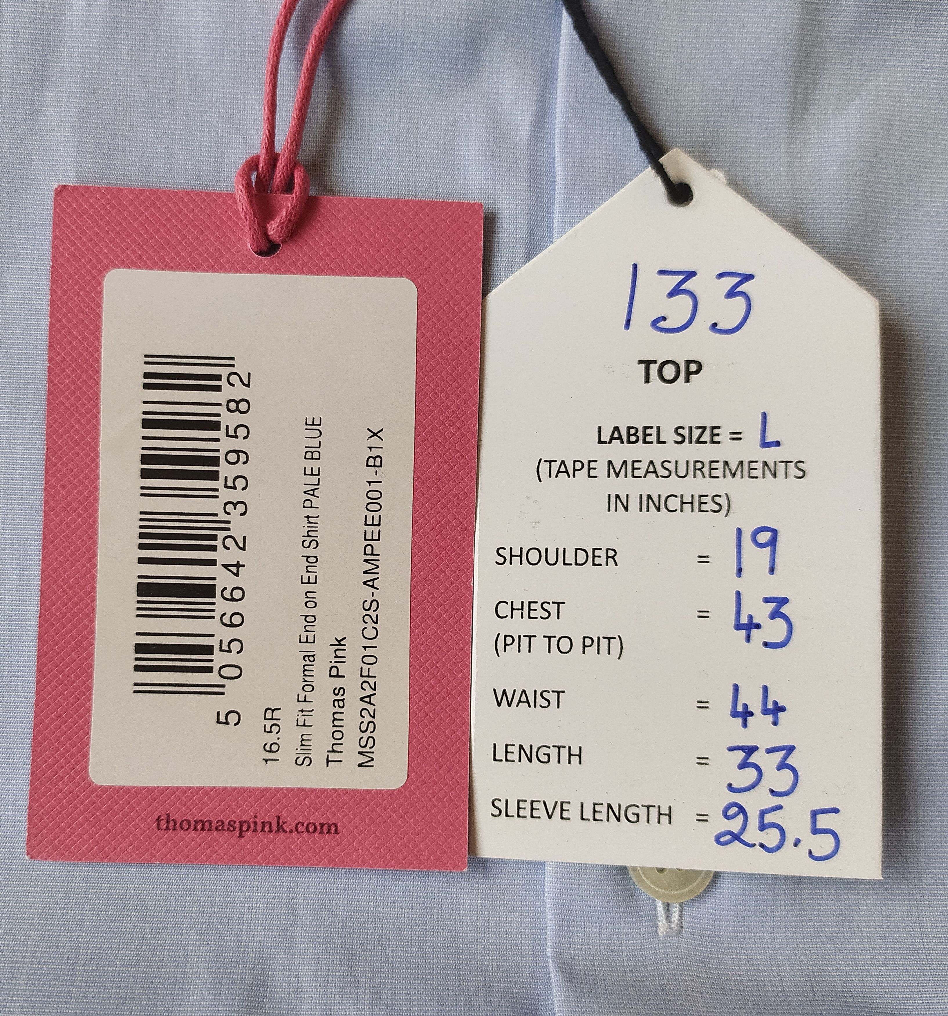 Thomas Pink Thomas Pink Formal End on End Shirt Free Shipping T/133 Size US L / EU 52-54 / 3 - 6 Thumbnail