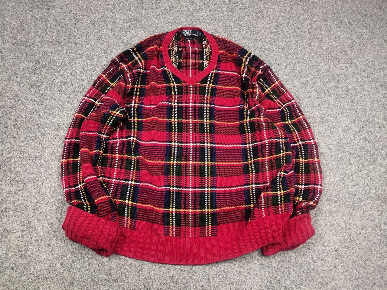 Polo Ralph Lauren Rare Vintage Polo Ralph Lauren Knit Sweater Plaid Red Tartan Size US XL / EU 56 / 4 - 2 Thumbnail