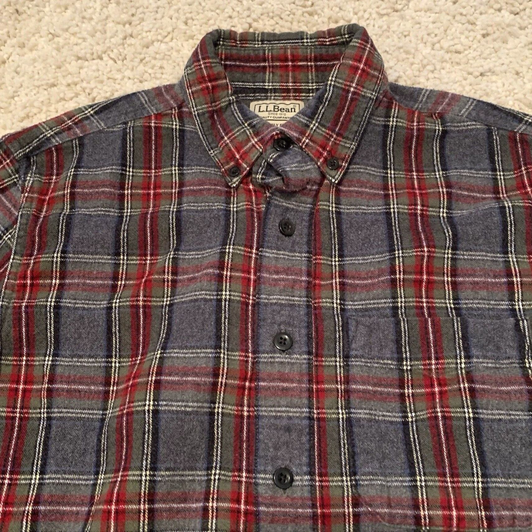 Vintage LL Bean Mens Flannel Shirt Small Gray Plaid Long Sleeve Slightly Fitted Size US S / EU 44-46 / 1 - 3 Thumbnail
