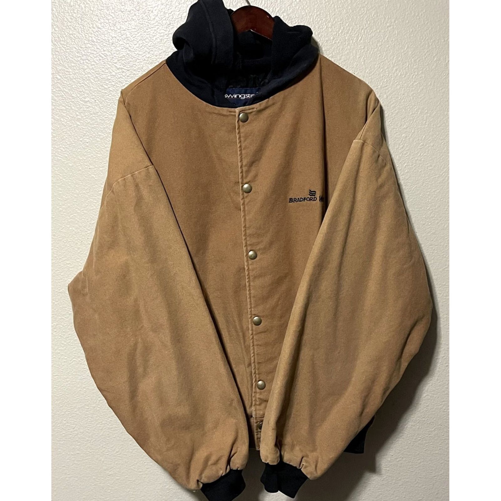 Vintage VINTAGE Swingster Jacket Bomber Gray 2XL/XXL Hooded Heavyweight Canvas Elastic Waist Snap Buttons Embroidered Logo 80s American Mens Short Jacket Coat Size US XXL / EU 58 / 5 - 2 Thumbnail