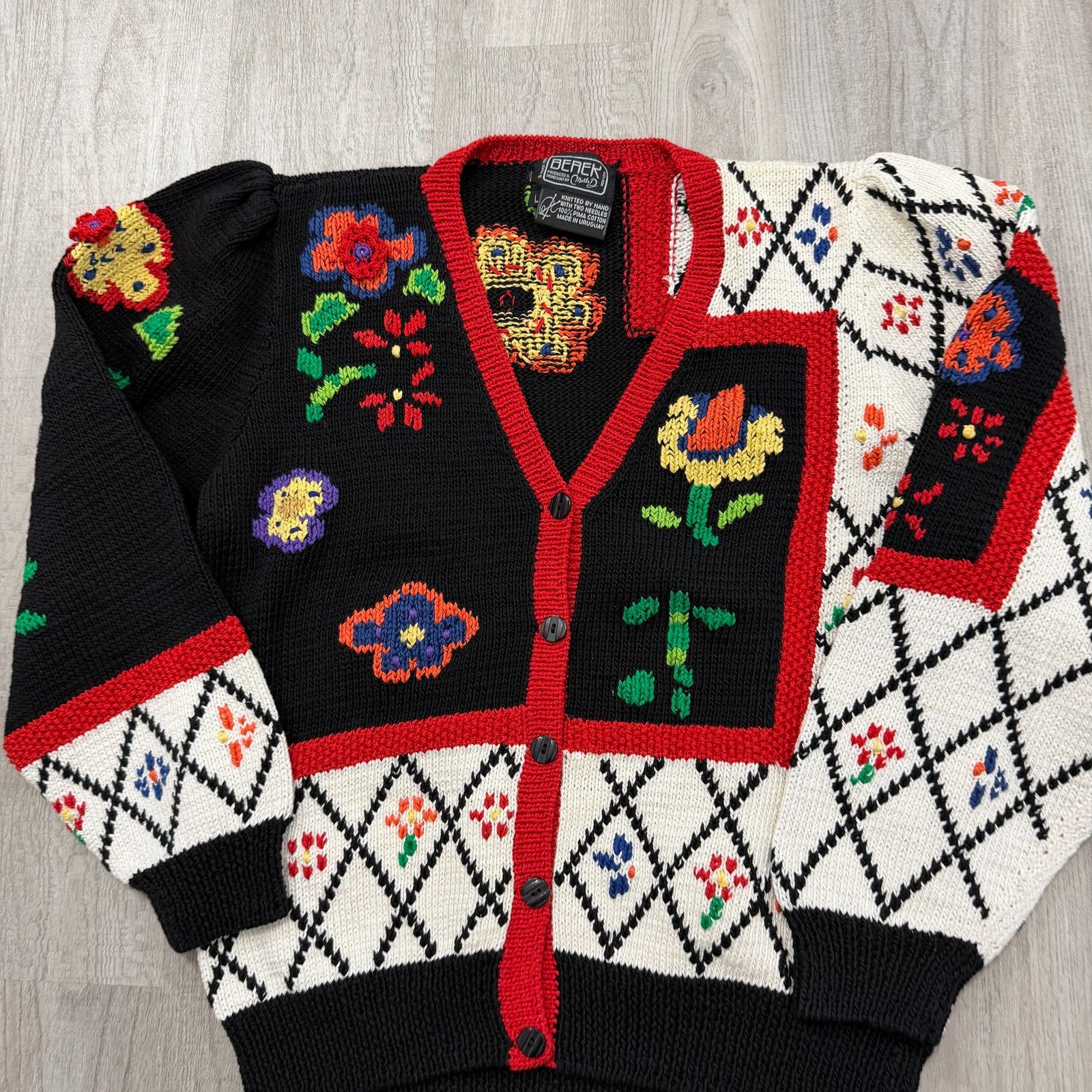 Vintage Vintage Berek Hand Knit Cardigan Sweater Women's Large 80s Size L / US 10 / IT 46 - 2 Thumbnail