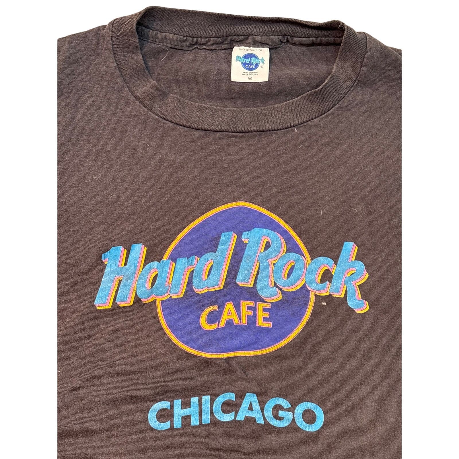 Hard Rock Cafe VTG 90s Hard Rock Cafe Chicago Thrashed Bleached retro XL Size US XL / EU 56 / 4 - 2 Thumbnail