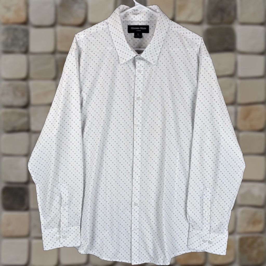 Mizzen+Main Mizzen+Main Shirt Men 2XL Slim Button-Up Geometric Leeward Plaid White USA Made Size US XXL / EU 58 / 5 - 1 Thumbnail