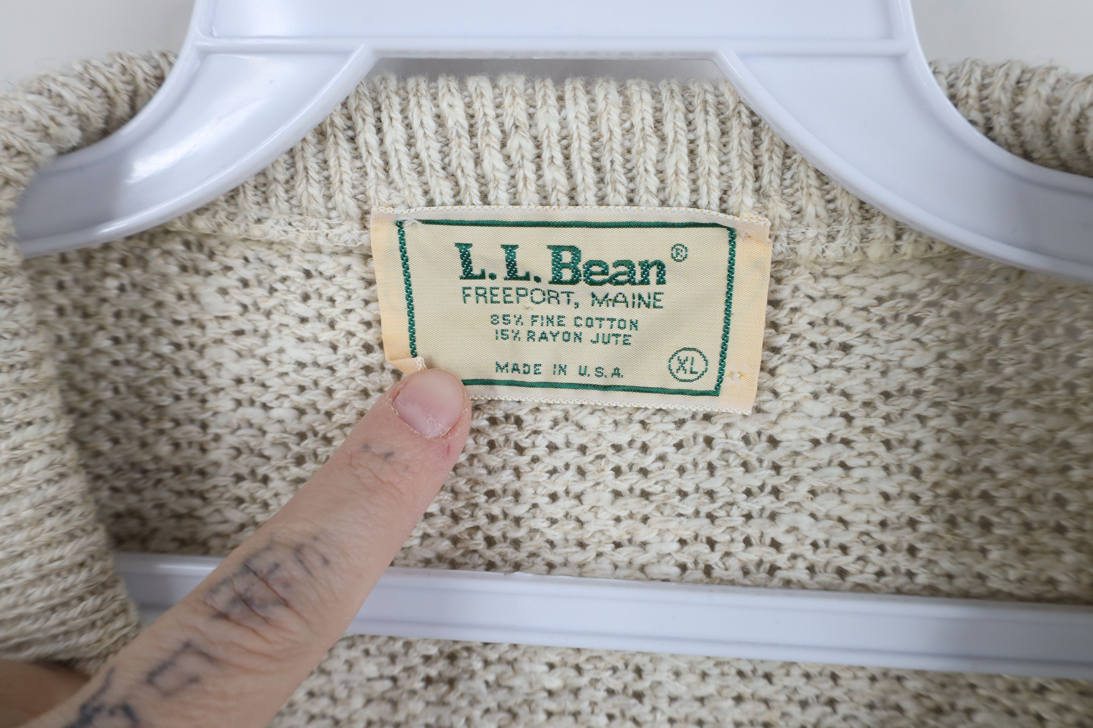 L.L. Bean Vintage 70s LL Bean Jute Blend Ribbed Knit Sweater Beige USA Size US XL / EU 56 / 4 - 9 Thumbnail