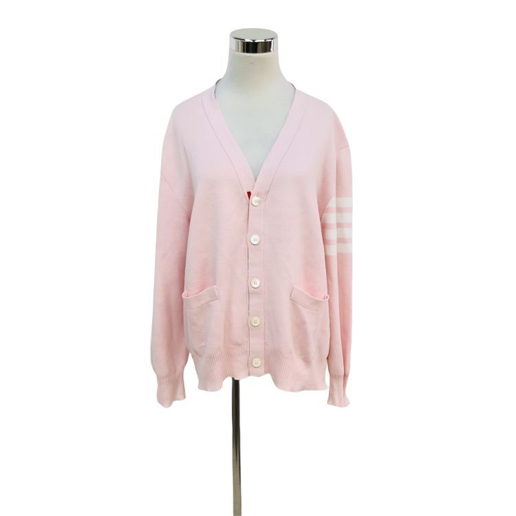 Thom Browne Thom Browne Pink Stripe Cardigan Size M Size US M / EU 48-50 / 2 - 1 Thumbnail