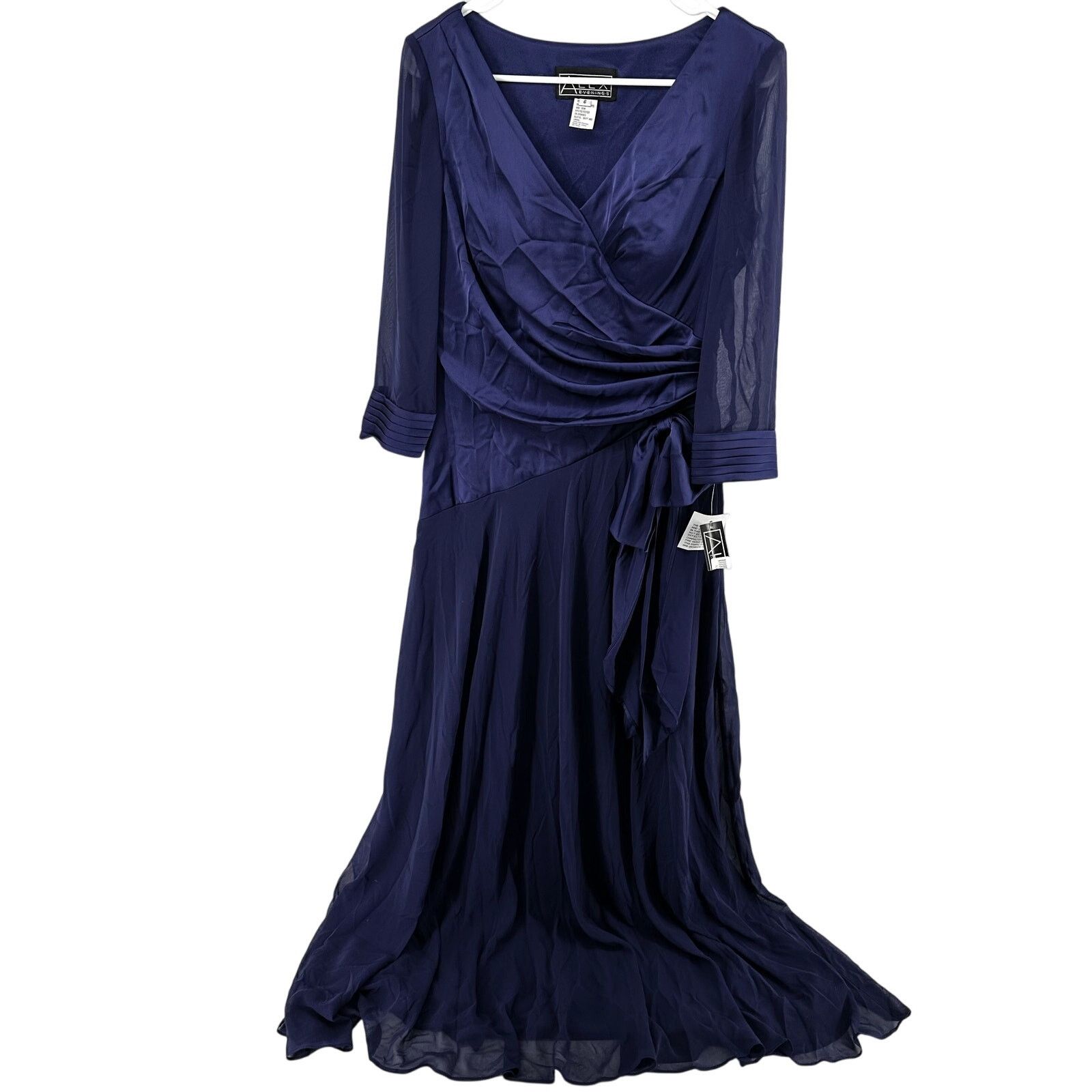 Alex Evenings Mother of the Bride Maxi Dress Satin Blue 6