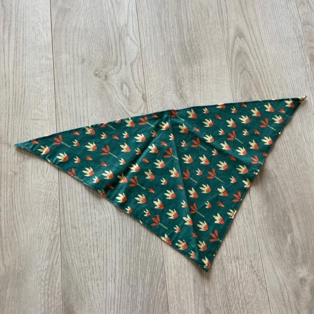 Designer Green Floral Dog Bandana Size ONE SIZE - 1 Thumbnail