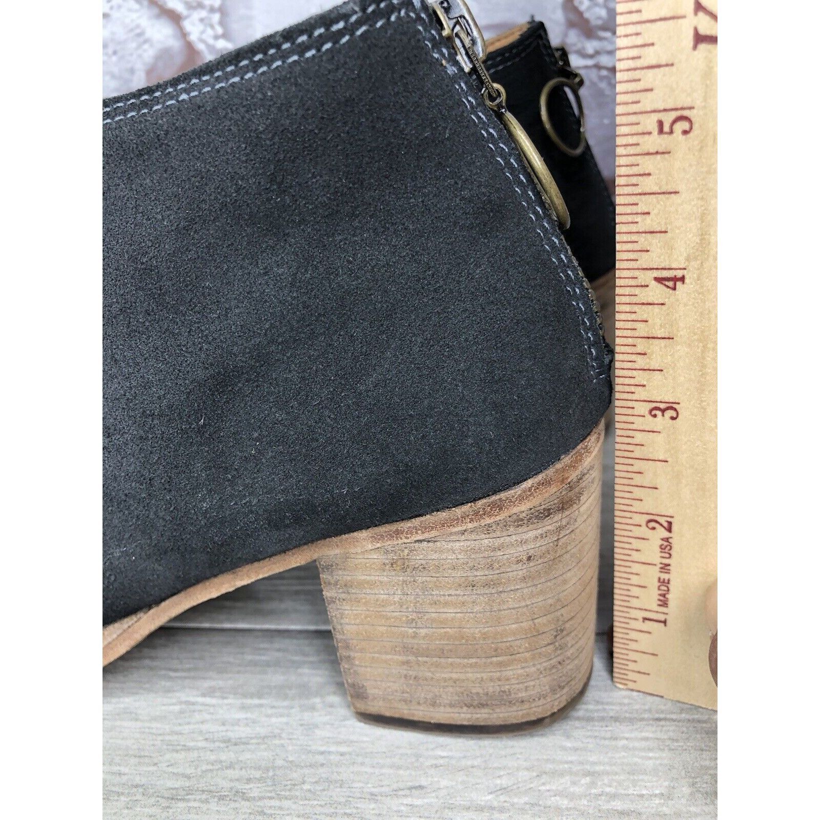 beek BEEK Falcon Black Suede Leather Back Zip Stacked Heel Bootie Size US 7 / IT 37 - 16 Thumbnail