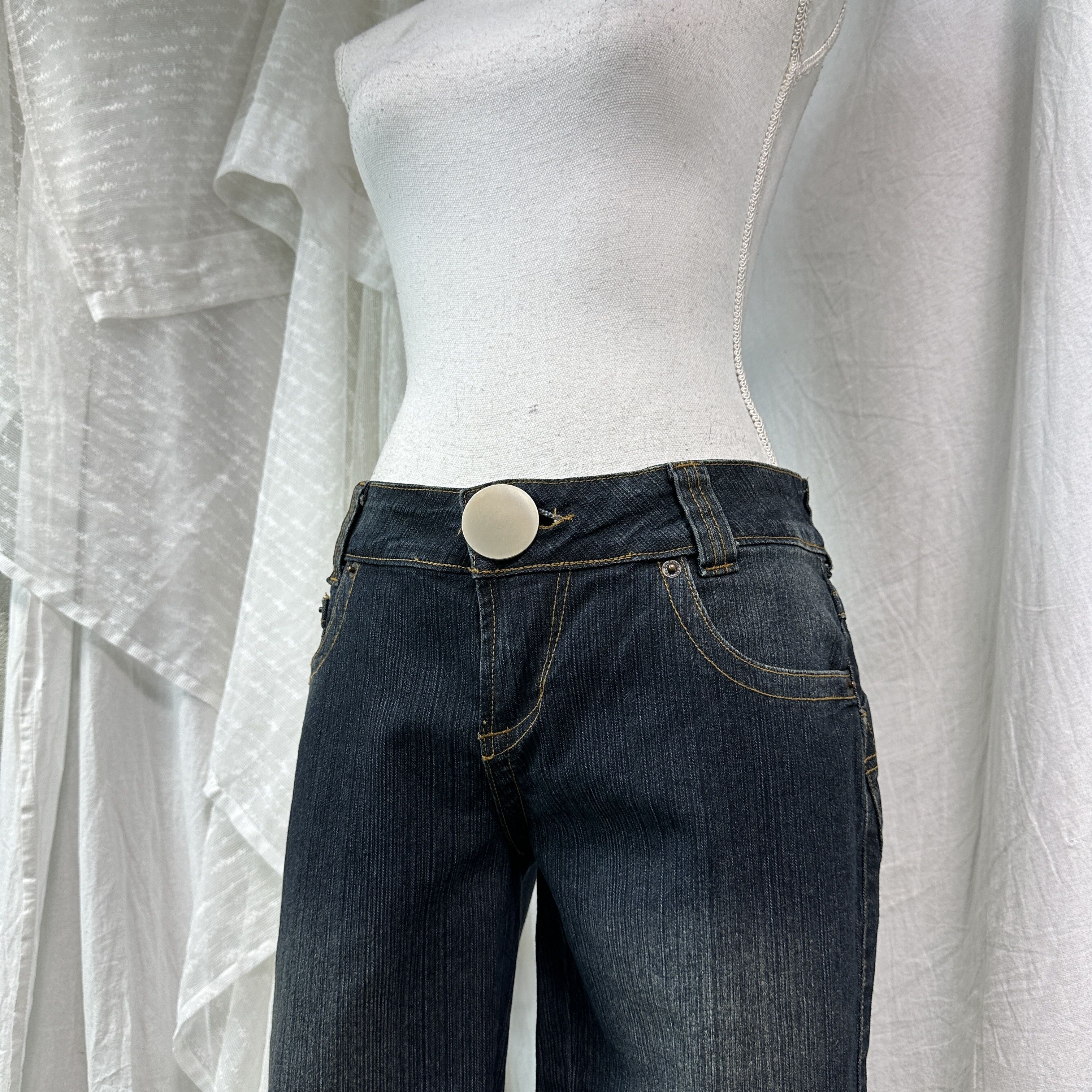 Vintage Vintage Denim Streetwear Washed Flared Jeans Pants Y2K Size 26" / US 2 / IT 38 - 2 Thumbnail