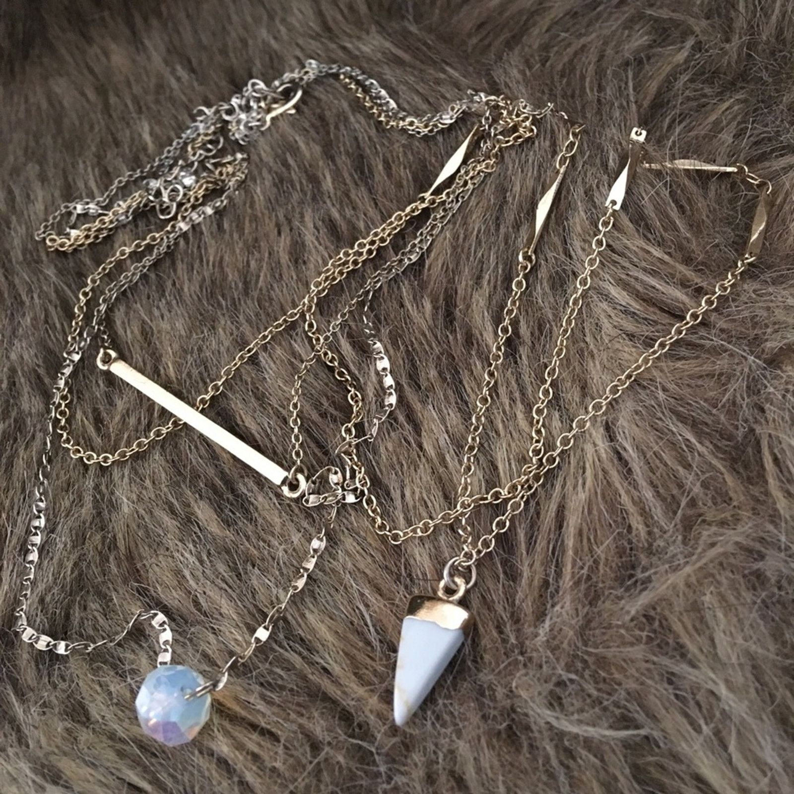Jewelry Triple strand layered glass accent necklace Size ONE SIZE - 10 Thumbnail