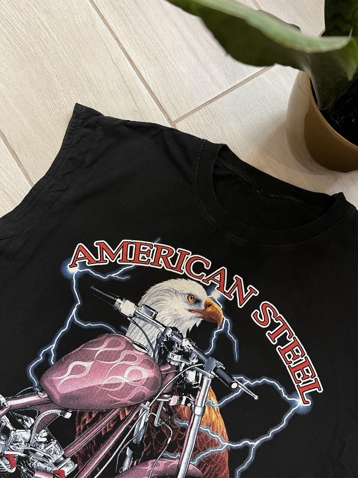 Harley Davidson × Vintage Vintage American Steel T shirt rock style short sleeves Size US L / EU 52-54 / 3 - 6 Thumbnail