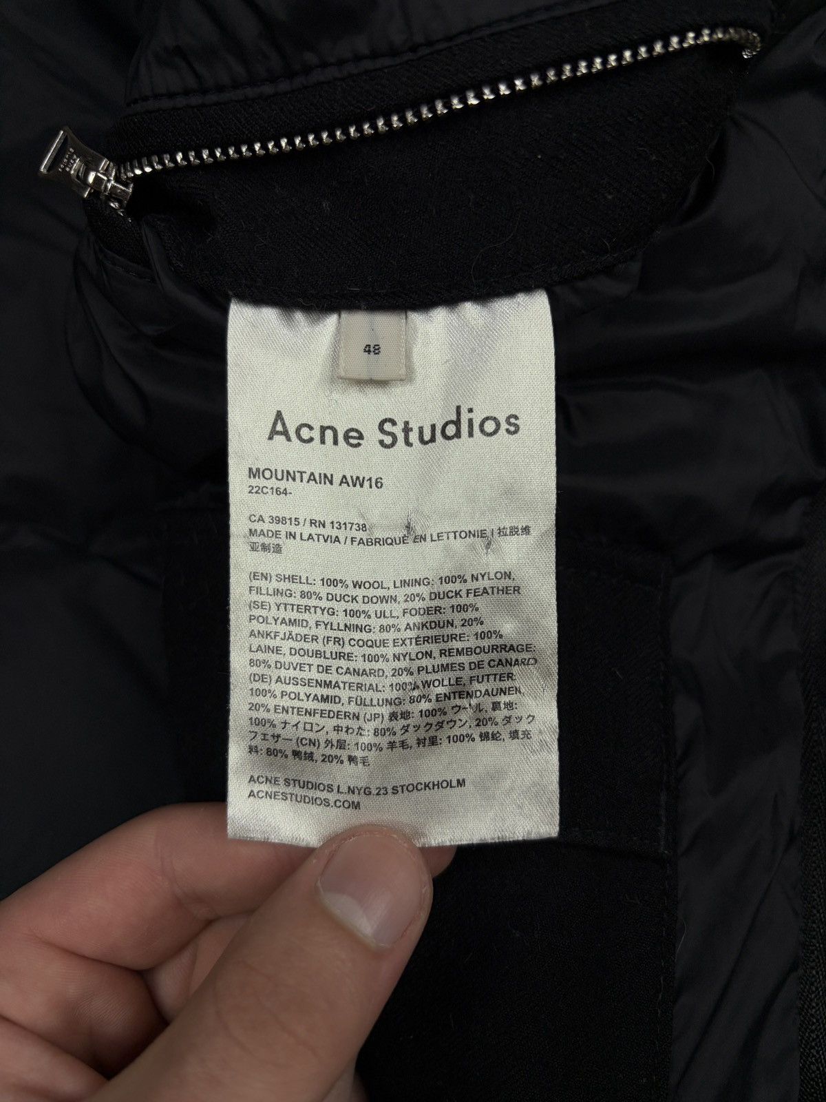Acne Studios Acne Studios Mountain Jacket AW16 Down Puffer Black Wool 48 Size US M / EU 48-50 / 2 - 4 Thumbnail