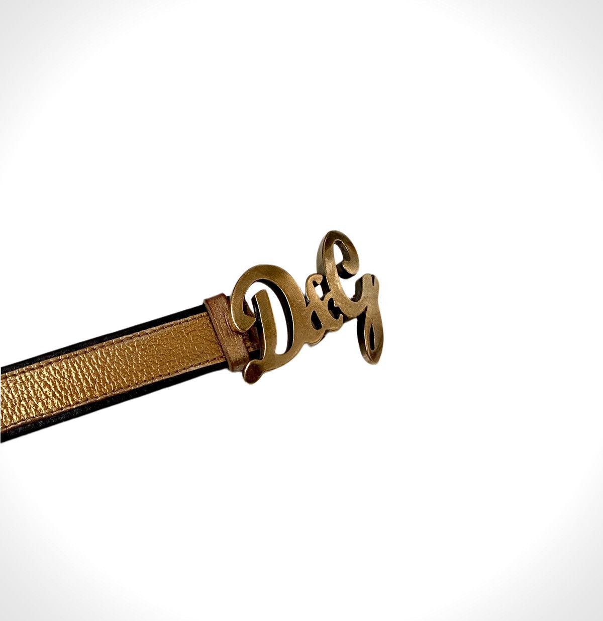 Dolce & Gabbana × Vintage Dolce&Gabbana Gold Leather Belt Logo Buckle Size ONE SIZE - 3 Thumbnail