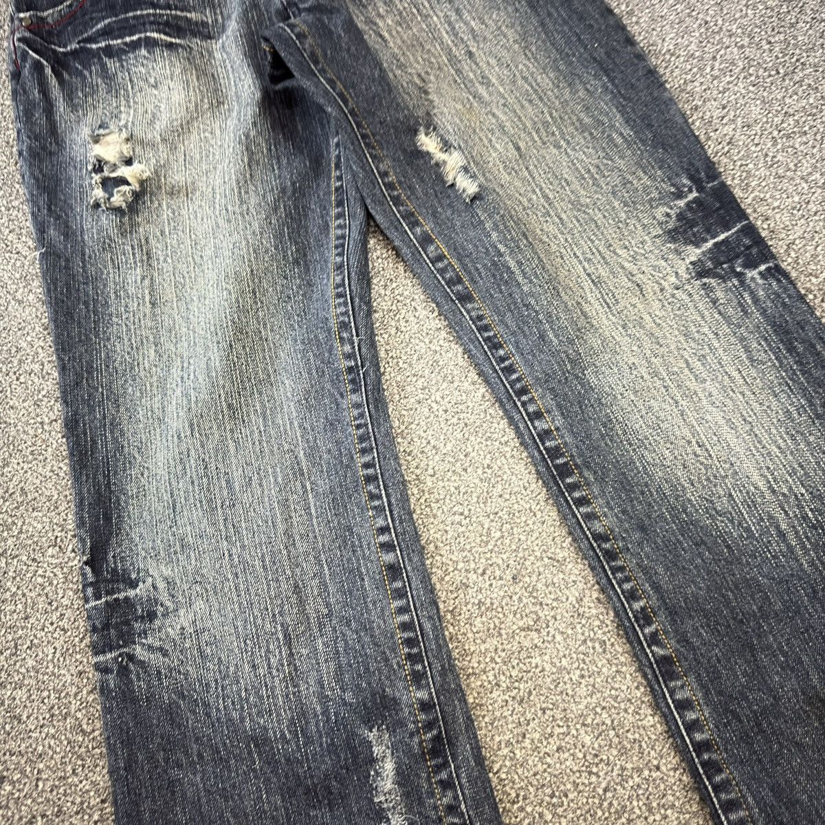 If Six Was Nine Vintage 90s Japanese Whisker Distressed Iron Denim Size US 34 / EU 50 - 5 Thumbnail