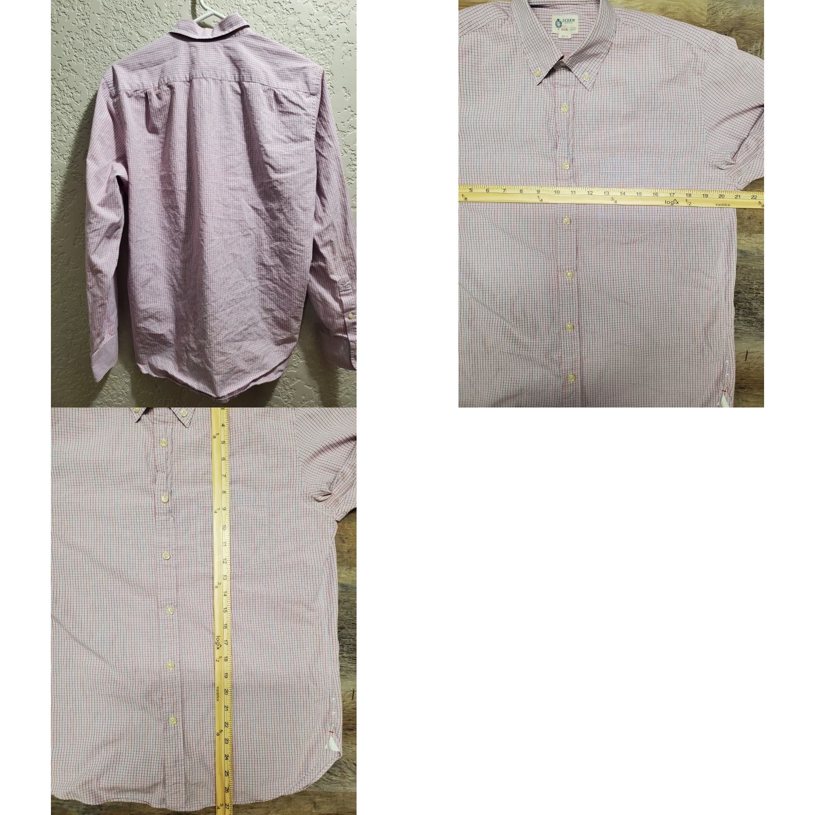 J.Crew J.CREW Shirt Mens Medium Long Sleeve Button-Up 2 Ply Cotton Checkered White Red Size US M / EU 48-50 / 2 - 8 Thumbnail
