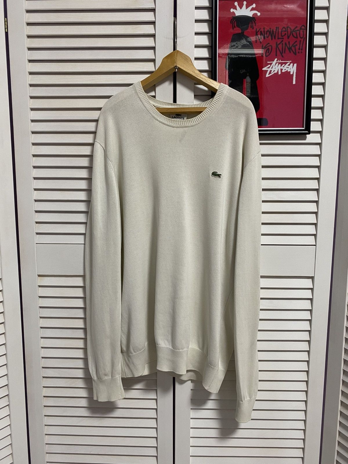 Lacoste Vintage Sweater Long Sleeve Lacoste Cream Size US L / EU 52-54 / 3 - 1 Thumbnail