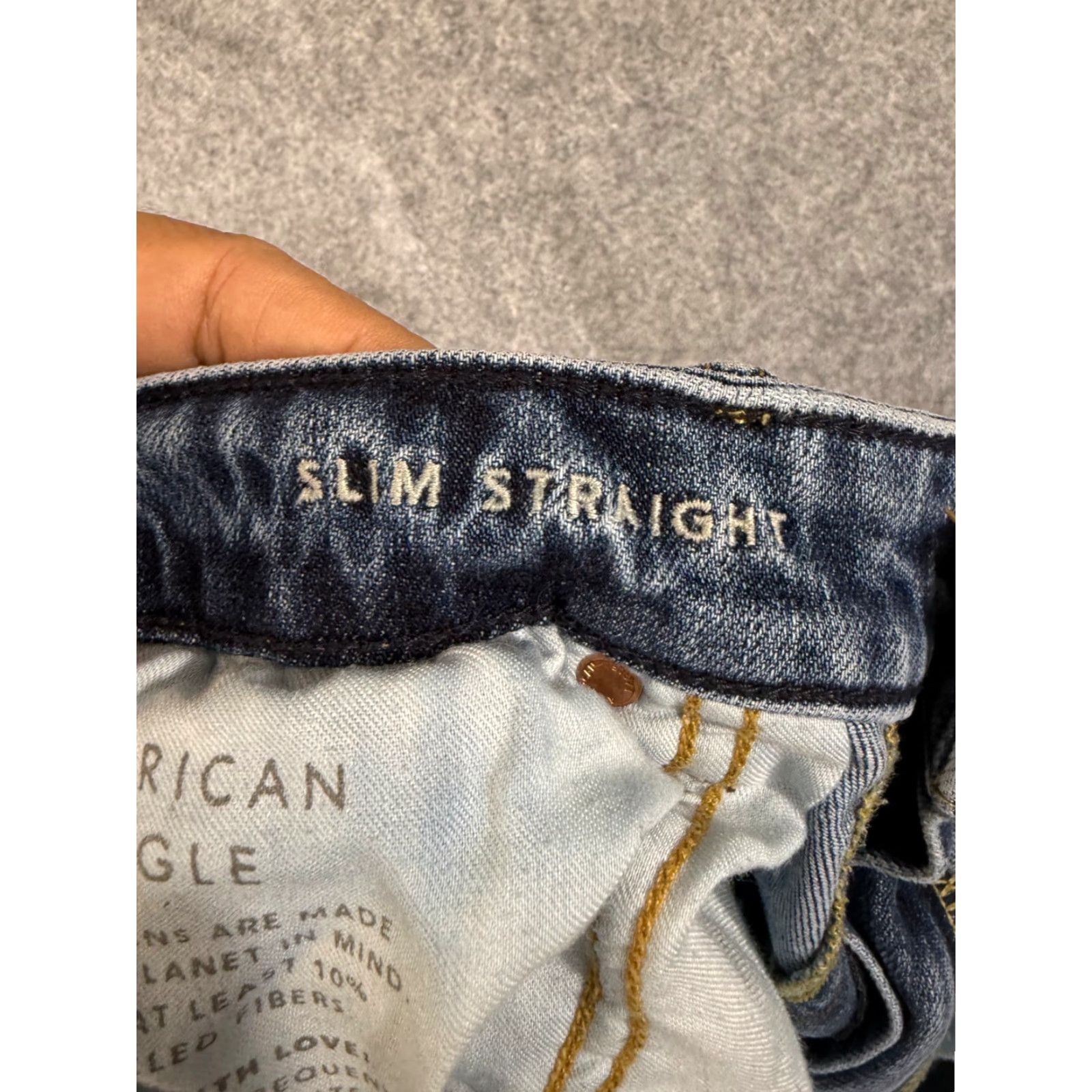American Eagle Outfitters American Eagle Jeans Mens 32x36 Blue Denim Stretch Slim Straight Flex Whiskering Pockets 5-Pocket Design City Streetwear Y2K Mens Size US 32 / EU 48 - 7 Thumbnail