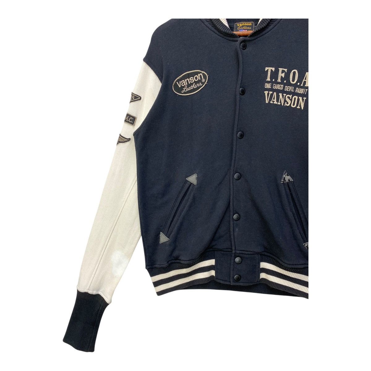 Vanson Leathers Vanson Leather Varsity Jacket Heavy Cotton Motorcycle Jacket Size US L / EU 52-54 / 3 - 3 Thumbnail