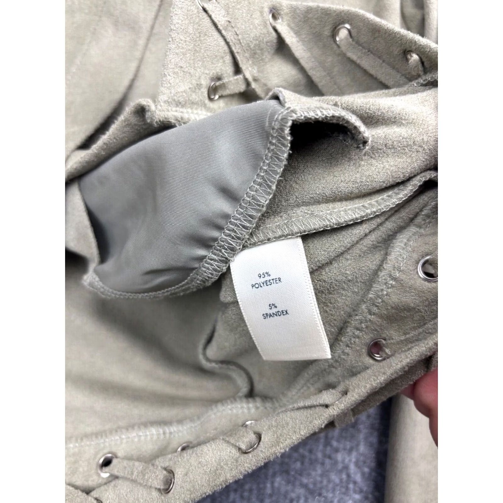 BKE BKE Faux Suede Jacket Women's M Taupe Open Front Pockets Laced Detail Moto Size M / US 6-8 / IT 42-44 - 5 Thumbnail