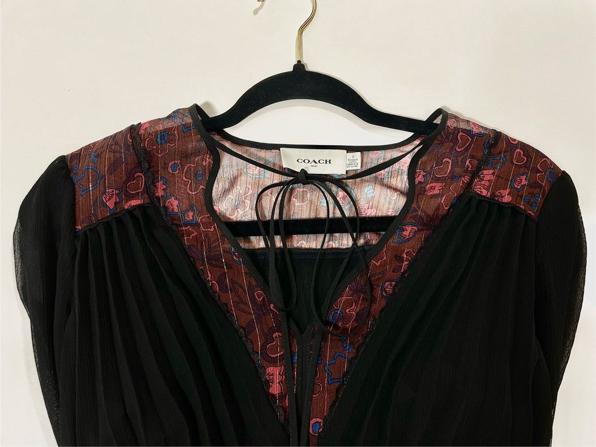 Coach Coach 1941 NWT Print Pleated Dress With Neck Tie Black Size XS / US 0-2 / IT 36-38 - 3 Thumbnail