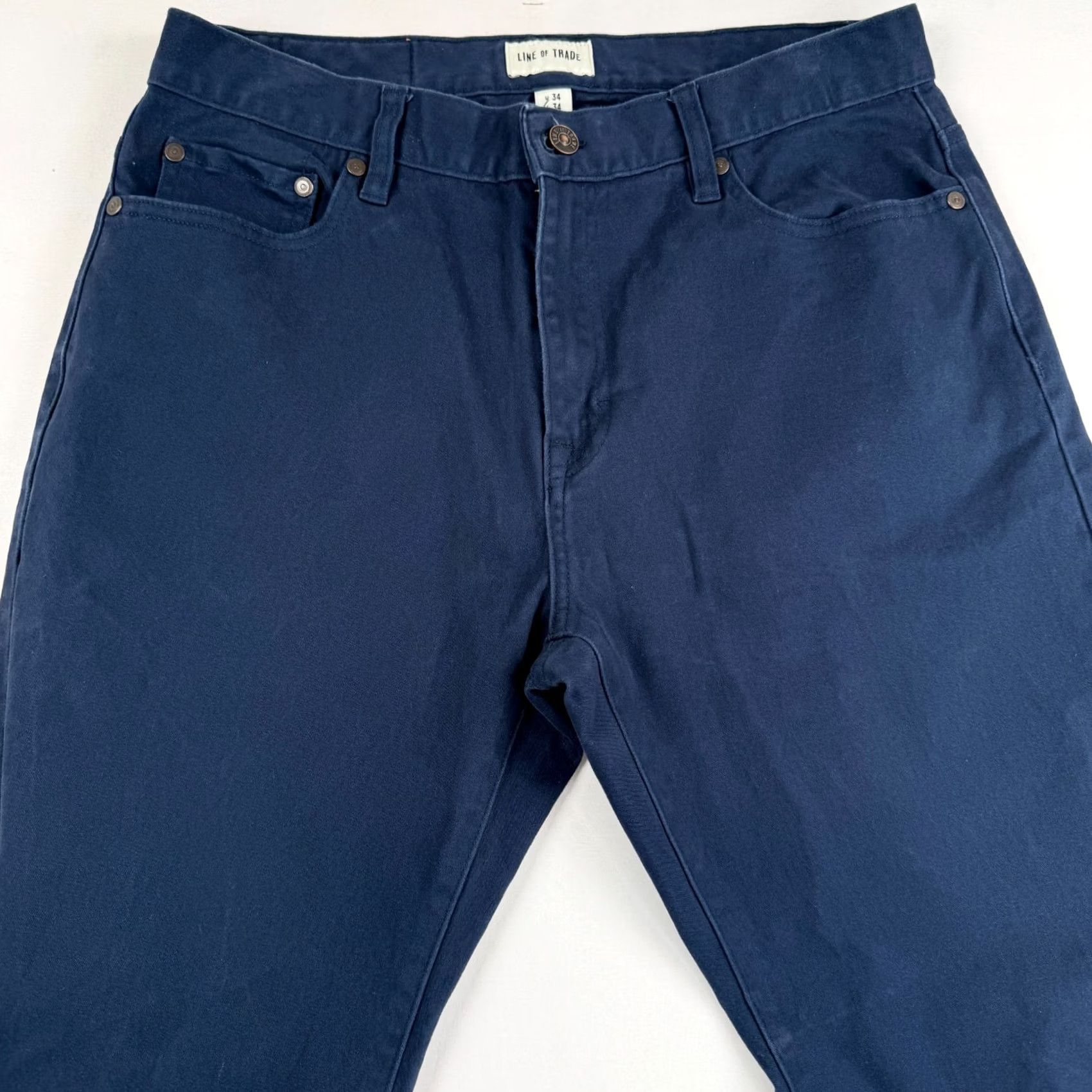 Vintage Line Of Trade Pants Mens 32x32 Chino Tapered Fit Stretch Navy Blue Size US 32 / EU 48 - 2 Thumbnail