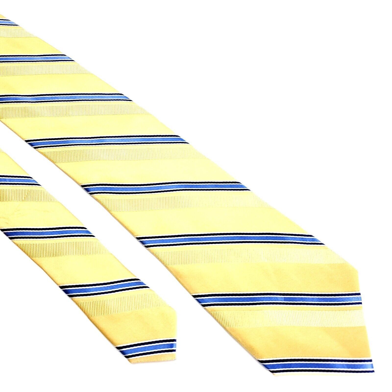 Croft & Barrow Croft Barrow Silk Tie Woven Yellow Blue Striped Size ONE SIZE - 1 Thumbnail