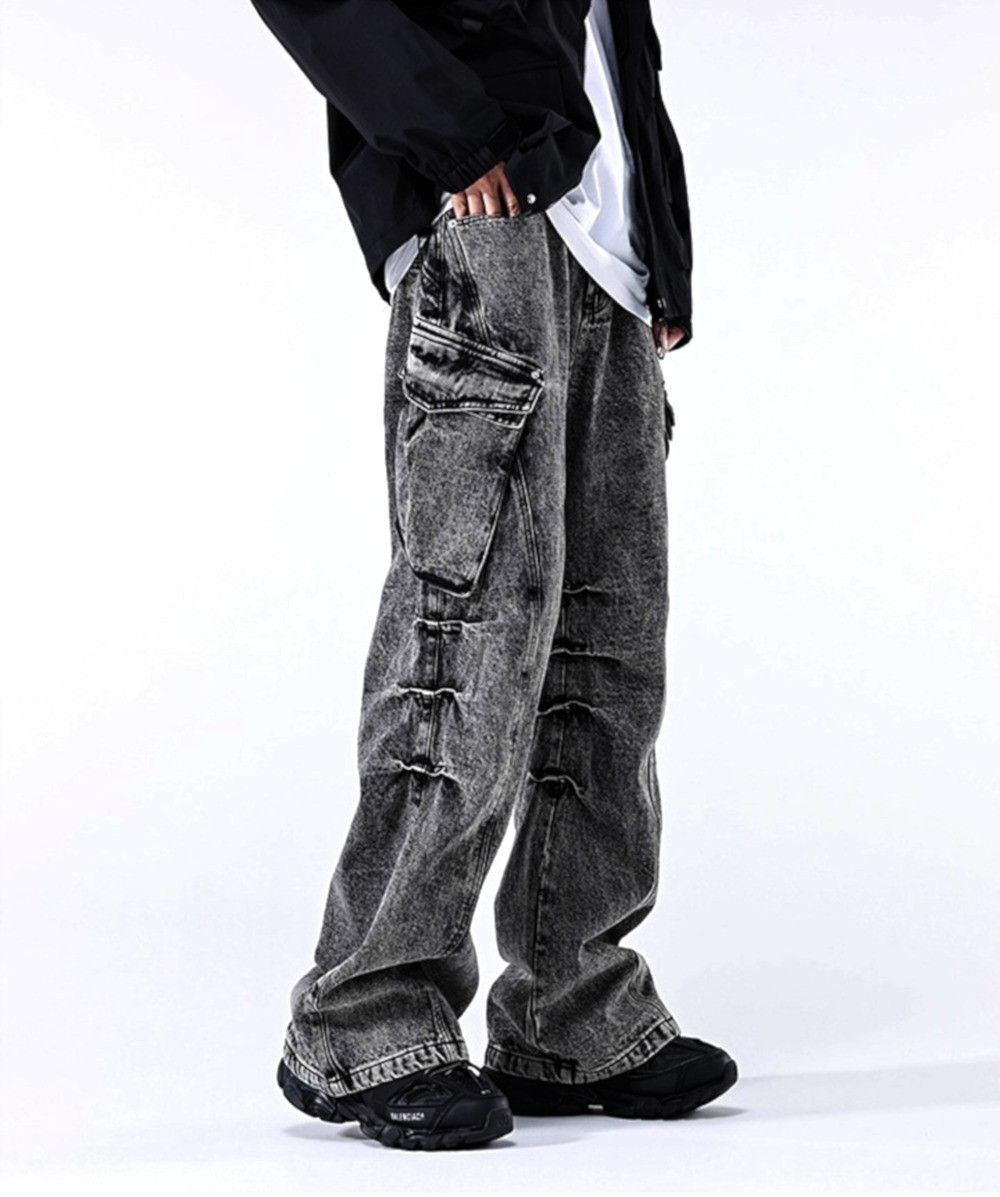 Designer × Japanese Brand × Vintage Stunning Punk Oversize Pockets Heavy Washed Cargo Pants Rave Size US 33 - 4 Thumbnail
