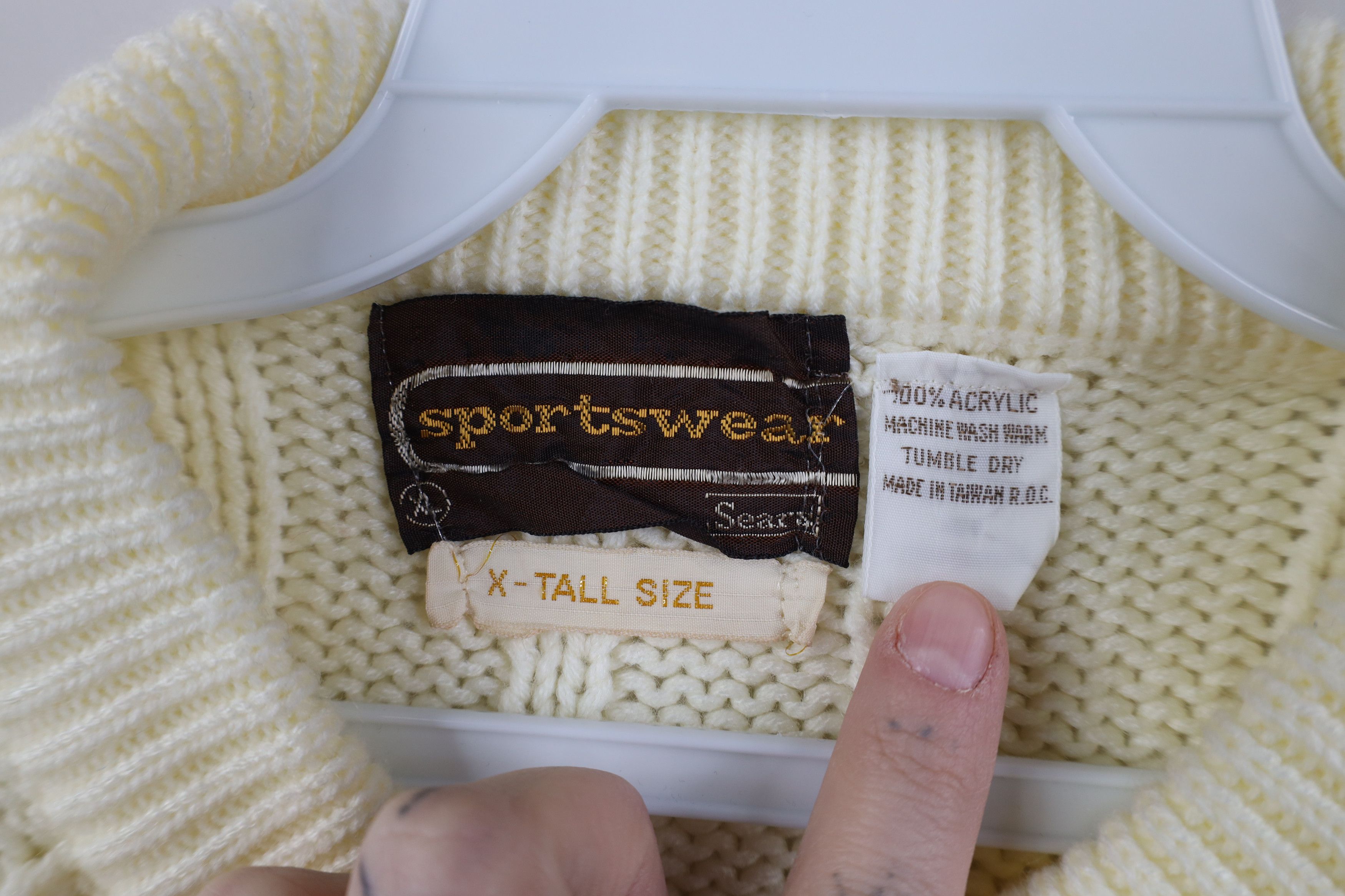 Vintage Vintage 70s Streetwear Cable Knit Fisherman Sweater Cream Size US XL / EU 56 / 4 - 4 Thumbnail