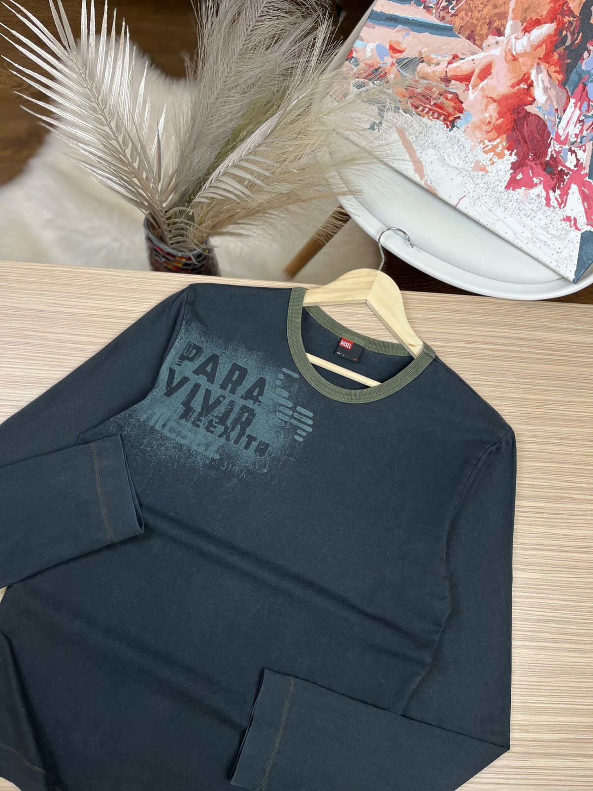 Diesel Vintage Diesel Long Sleeve Japanese Big Logo Faded Japanese Size US L / EU 52-54 / 3 - 2 Thumbnail