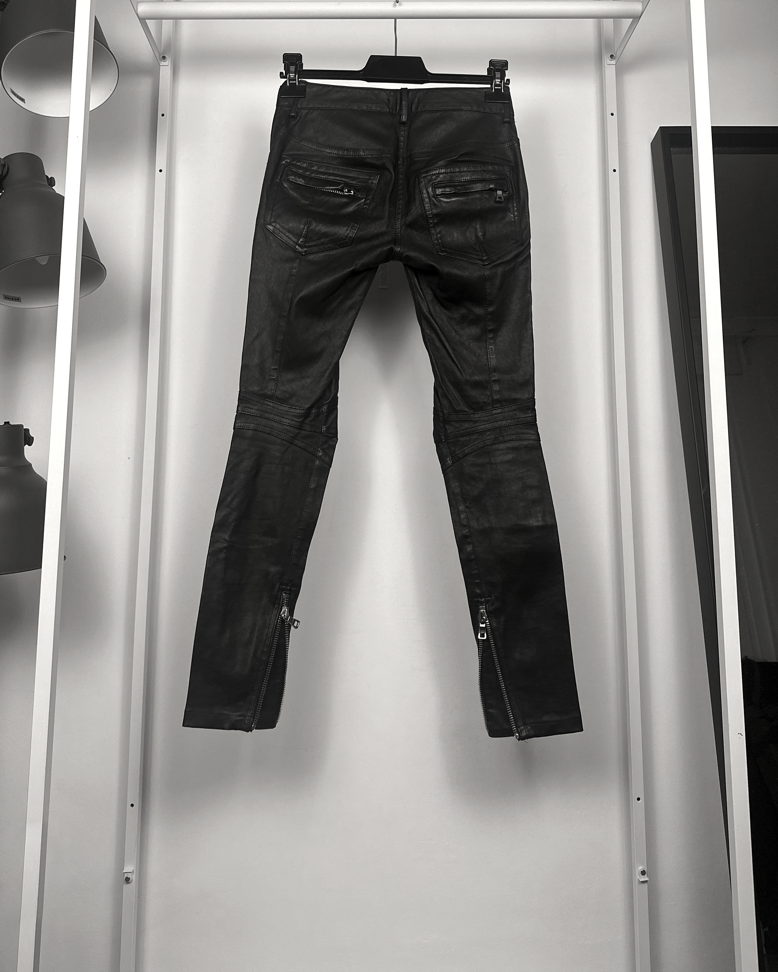 Balmain Balmain Christophe Decarnin Safety Pin Leather Biker Pants Size US 27 - 2 Thumbnail