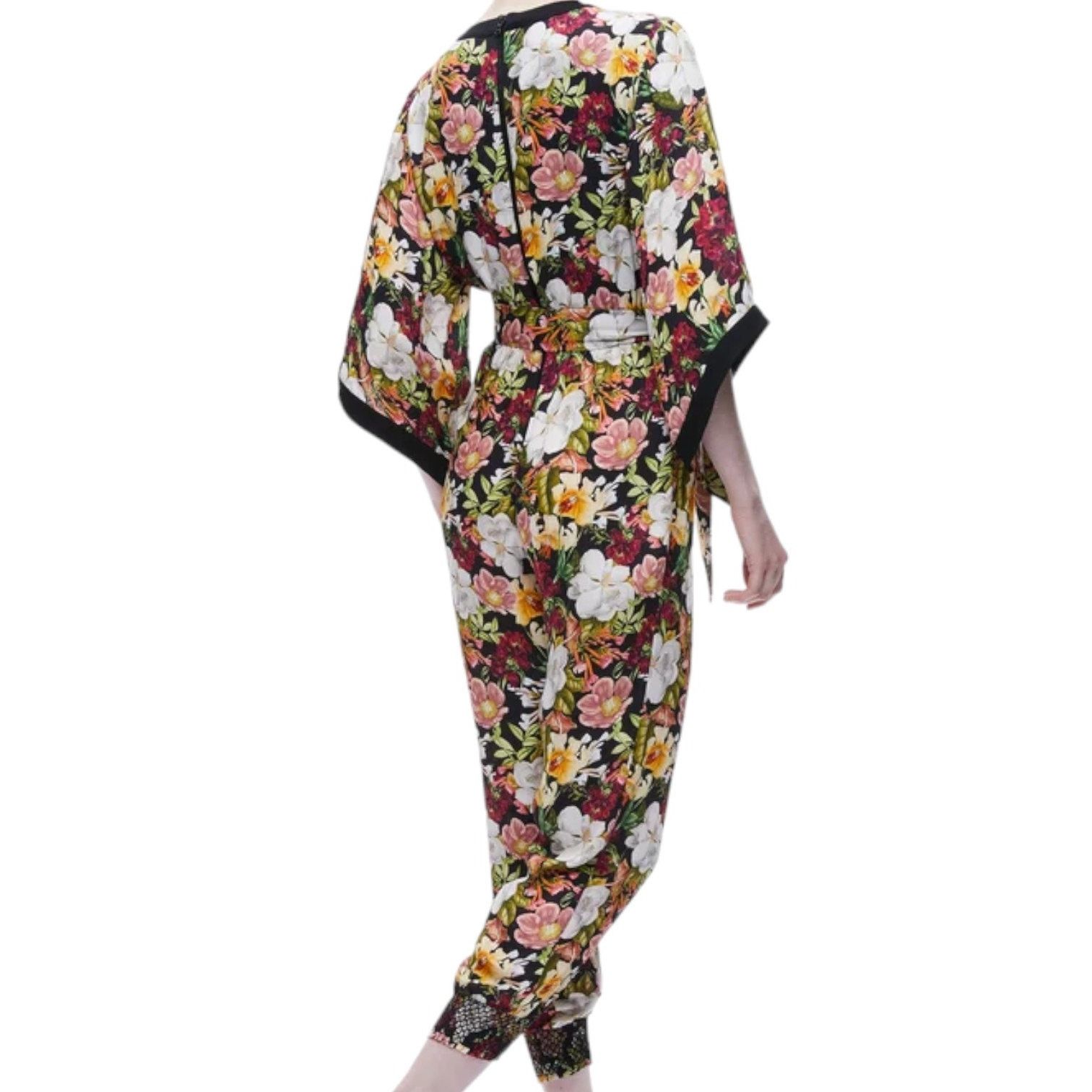 Alice + Olivia ALICE + OLIVIA Black Floral-Print Satin Jumpsuit, US2 Size 26" / US 2 / IT 38 - 5 Thumbnail