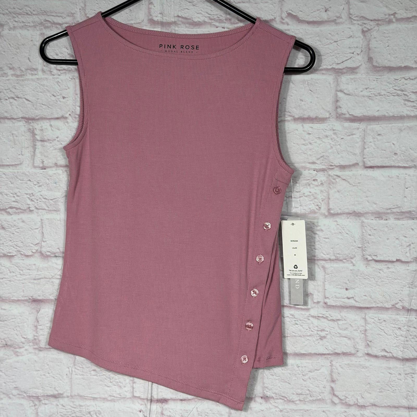 Other Pink Rose Modal Blend Tank Top with Side Buttons Medium NWT Size M / US 6-8 / IT 42-44 - 1 Thumbnail