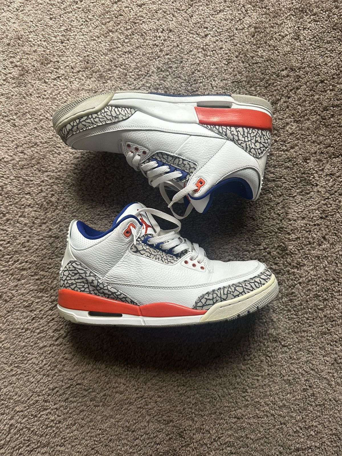 image of Jordan Nike Air Jordan 3 Retro “Knicks” Rivals 2019 Size 11 Shoes in White, Men's