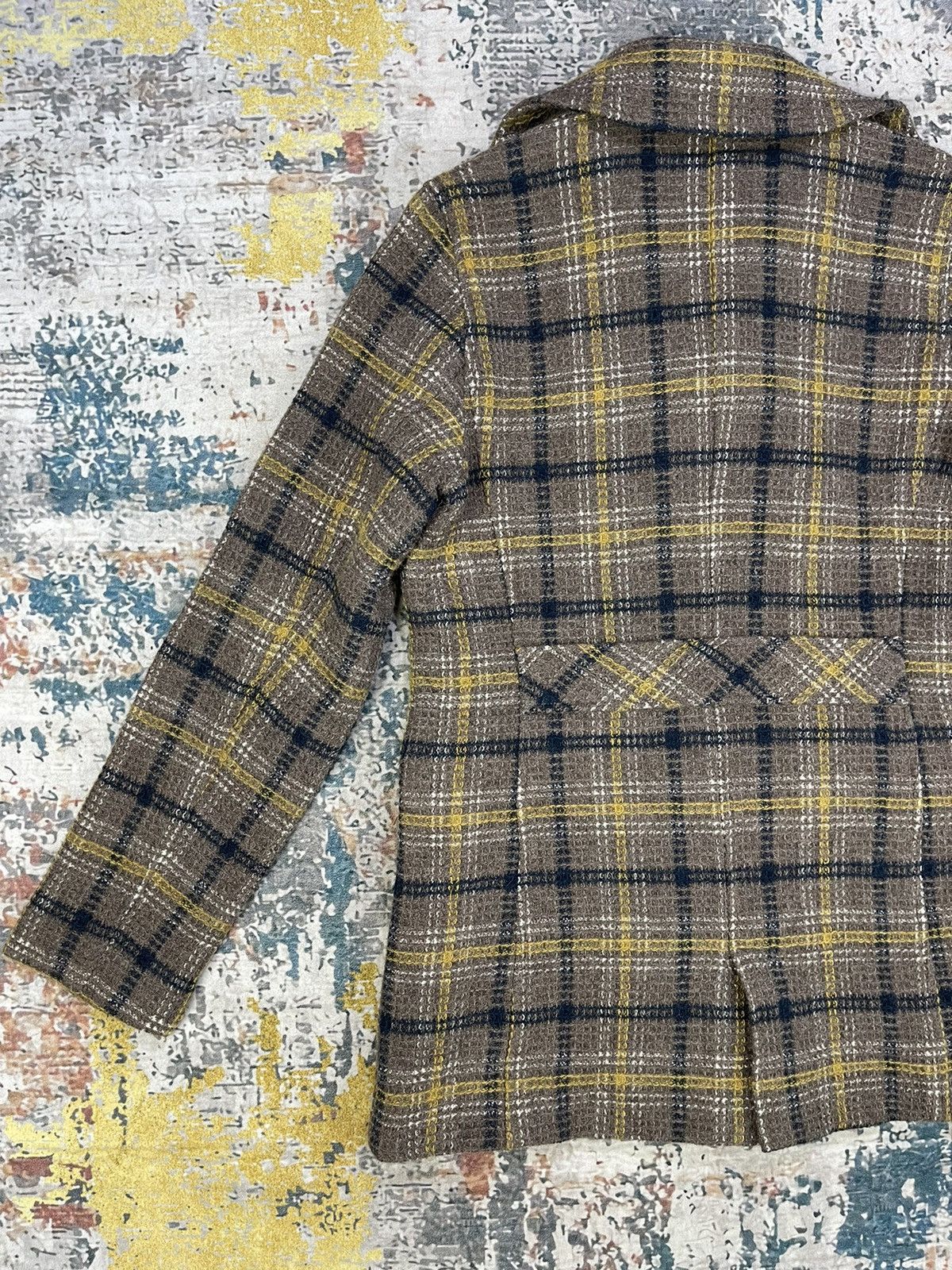 Blue Blue Japan B.L.U.E Checkered Plaid Double Breasted Coat Size XS / US 0-2 / IT 36-38 - 6 Thumbnail