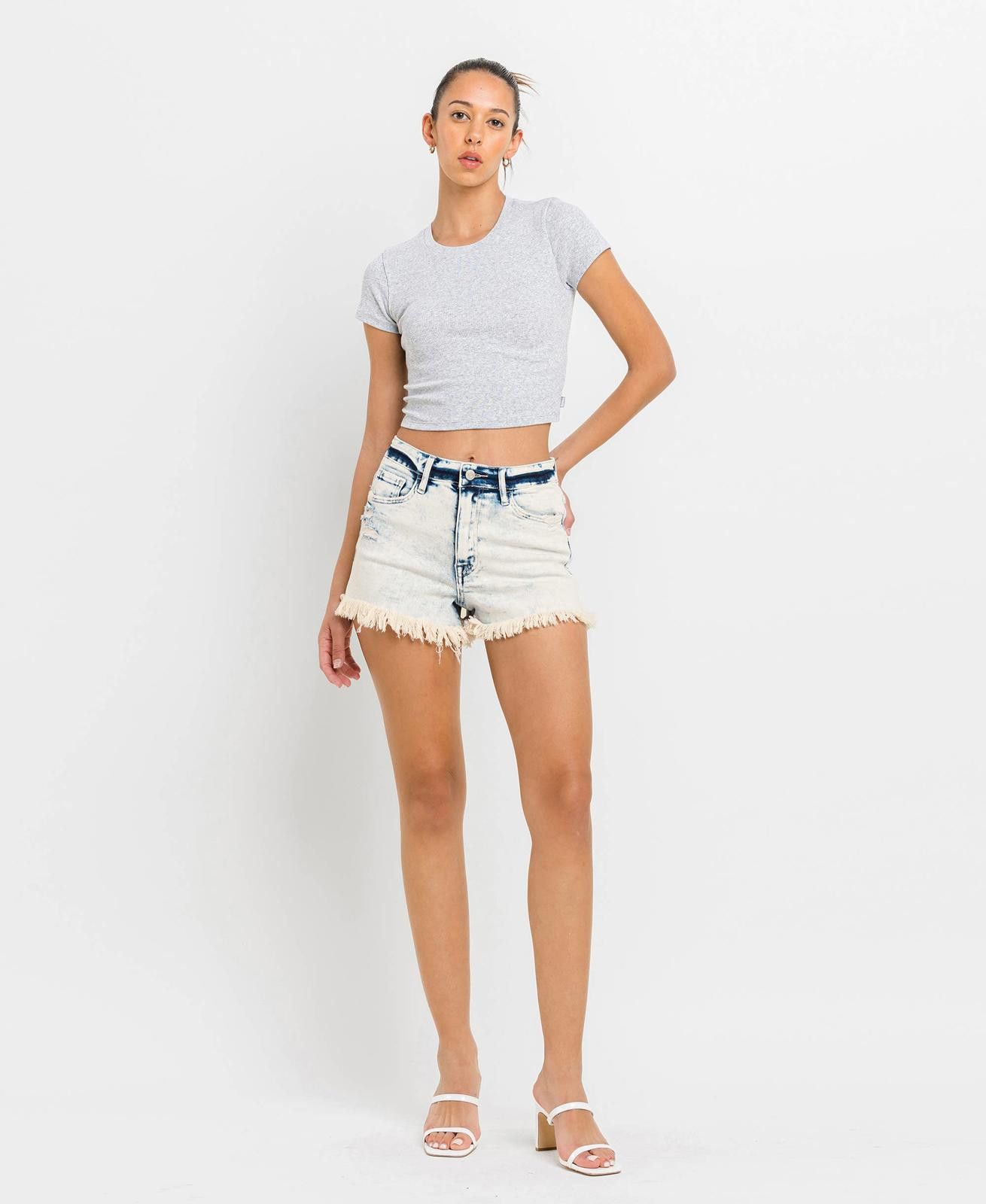 Super High Rise Stretch Mom Shorts Vervet by Flying Monkey