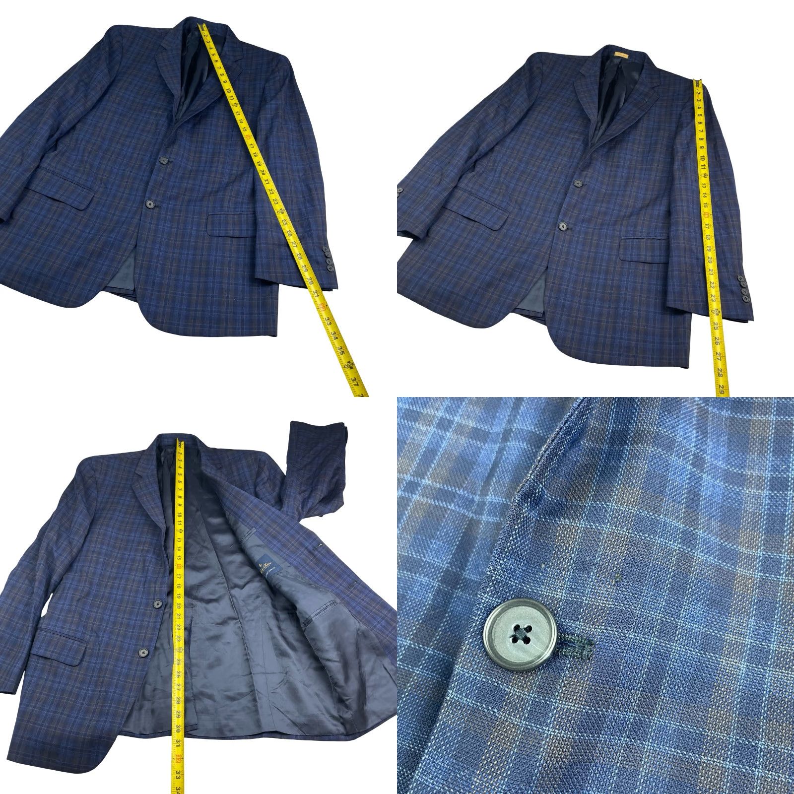 Brooks Brothers Brooks Brothers Men's Bespoke Madison Zignone Wool Blazer Navy/Brown Plaid 42R Size 42R - 9 Thumbnail
