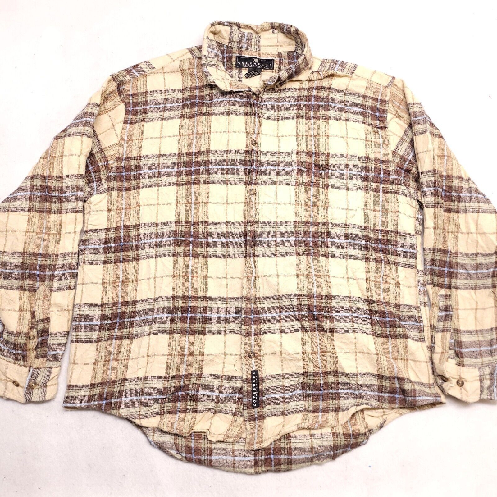 Consensus Sportswear Consesus Tartan Flannel Shirt Men Size Extra Large XL Yellow Size US XL / EU 56 / 4 - 2 Thumbnail