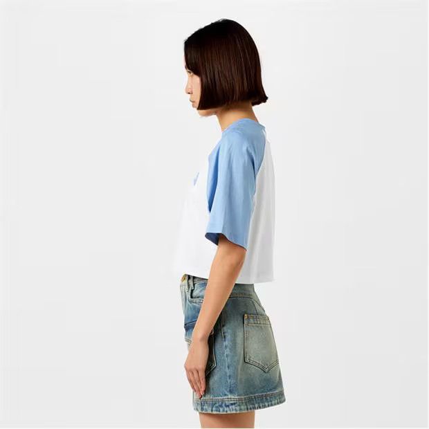 Balmain o1g2r1mq0924 T-Shirt in White & Blue Size S / US 4 / IT 40 - 4 Thumbnail