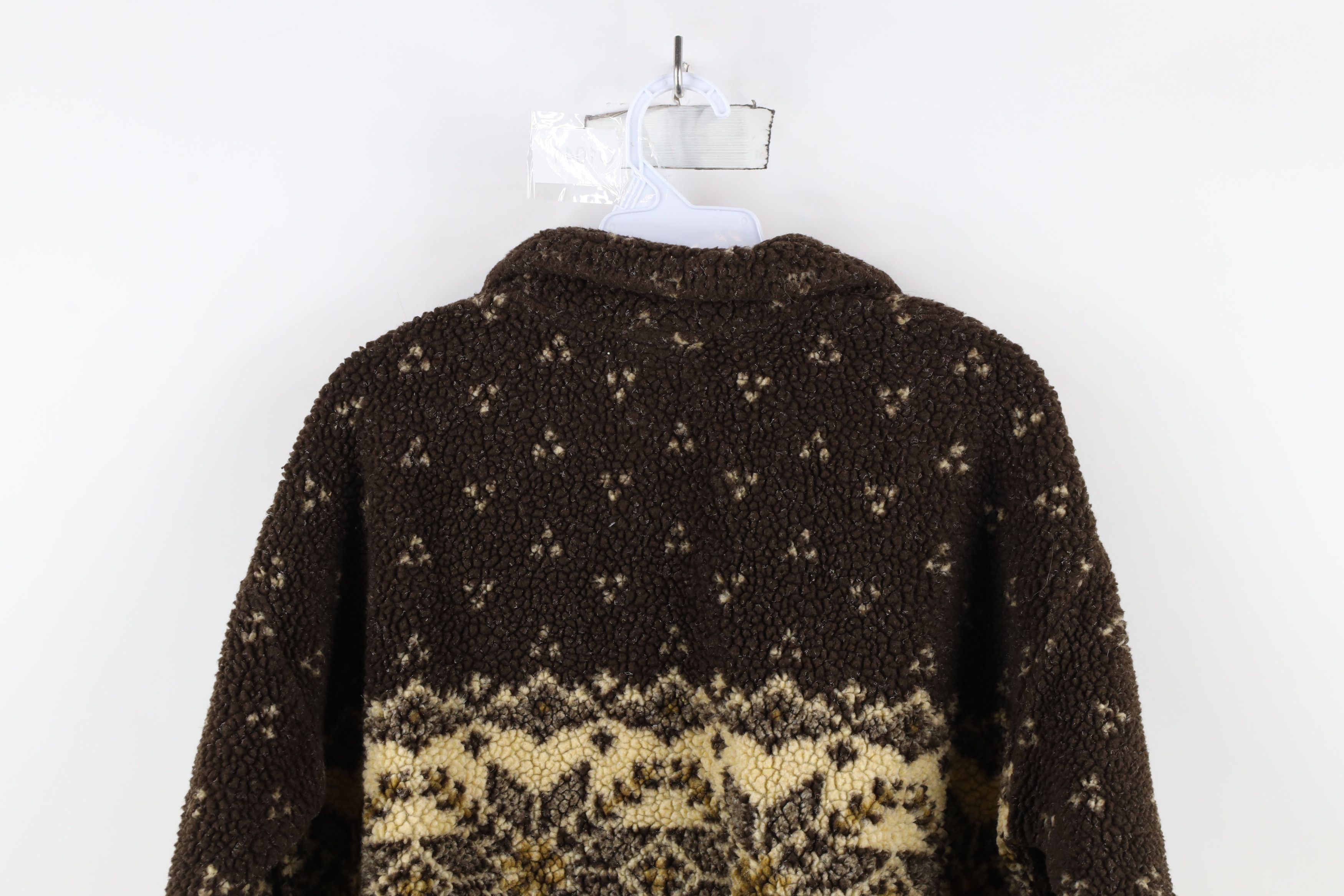 Vintage Vintage 90s Streetwear Fair Isle Deep Pile Fleece Jacket Size L / US 10 / IT 46 - 10 Thumbnail