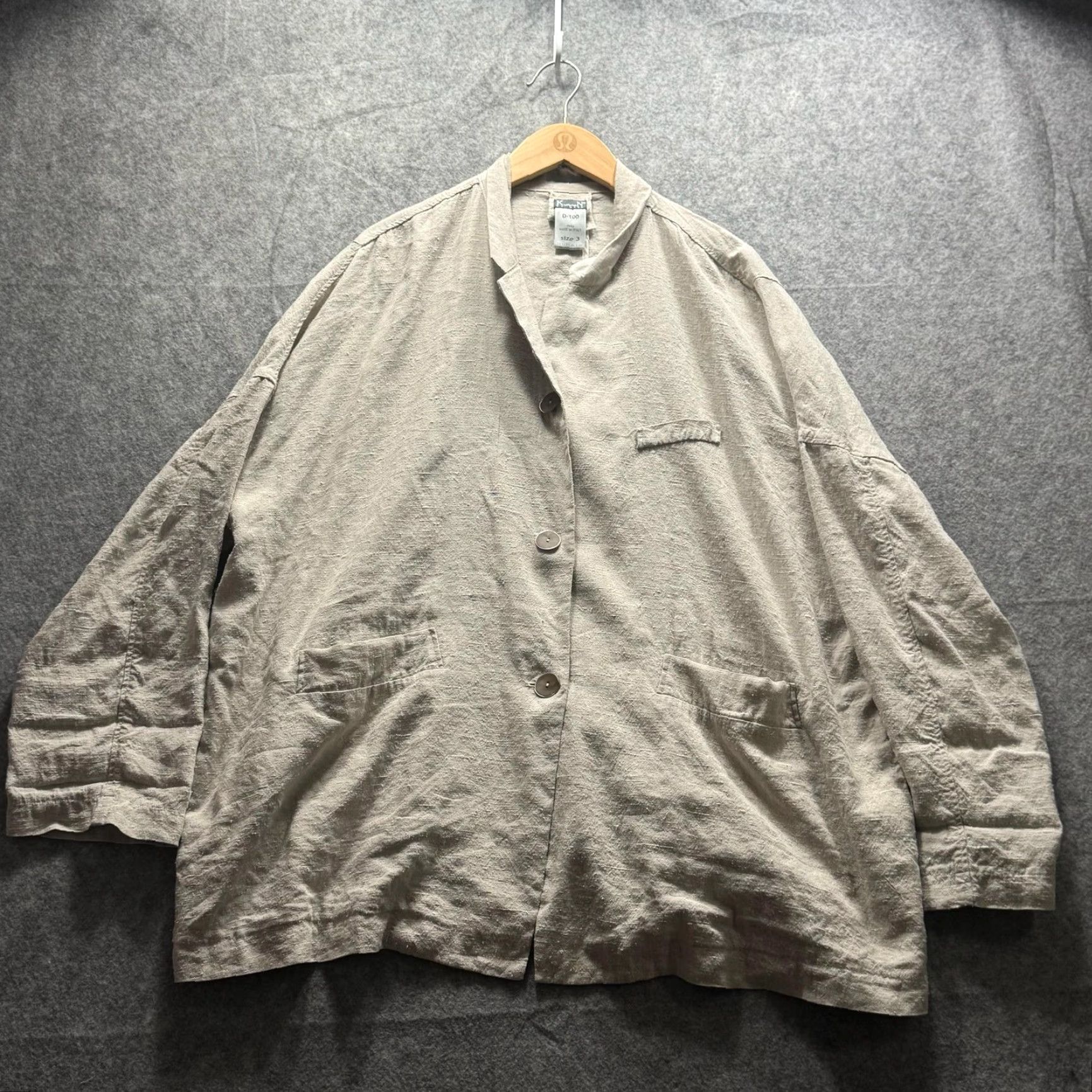 Vintage KristenseN DU NORD Blazer Womens 3 Beige Linen Silk Oversized Jacket Italy Size XS / US 0-2 / IT 36-38 - 2 Thumbnail