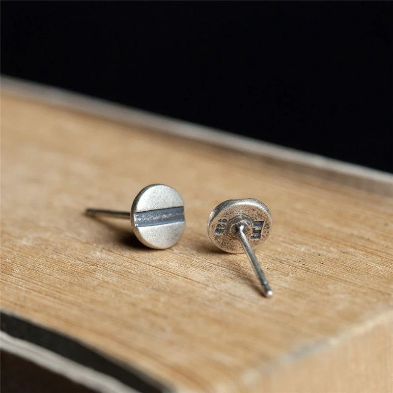 Jewelry Tiny Screw Stud Earrings 925 Sterling Ear Charm Gift Size ONE SIZE - 1 Thumbnail