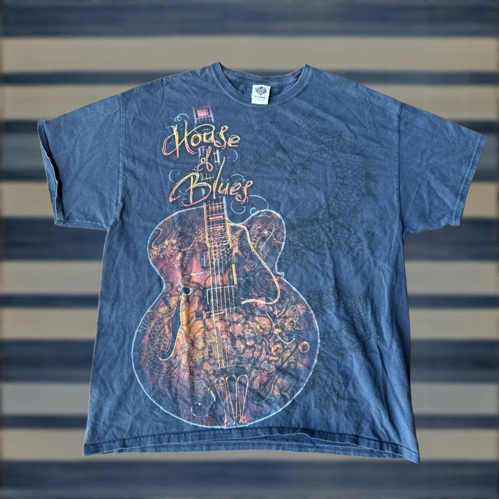 Vintage VINTAGE House of Blues Guitar Dragon T-Shirt XL Brown Cotton Logo Short Sleeve Crew Neck Unisex Adults Grunge Rock Skull Double-Sided Size US XL / EU 56 / 4 - 1 Thumbnail