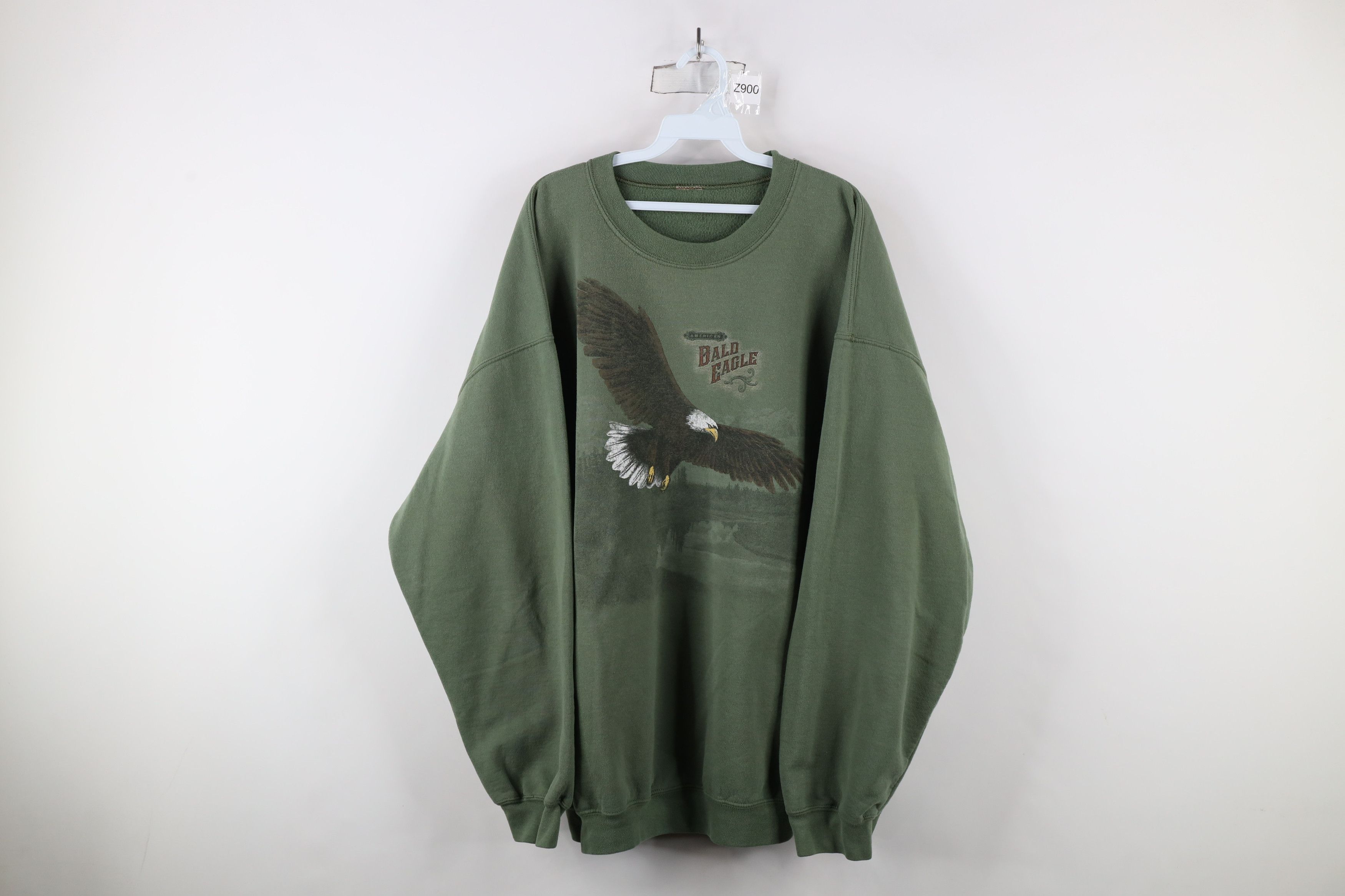 Vintage Vintage 90s Streetwear Bald Eagle Crewneck Sweatshirt Green Size US XXL / EU 58 / 5 - 1 Thumbnail