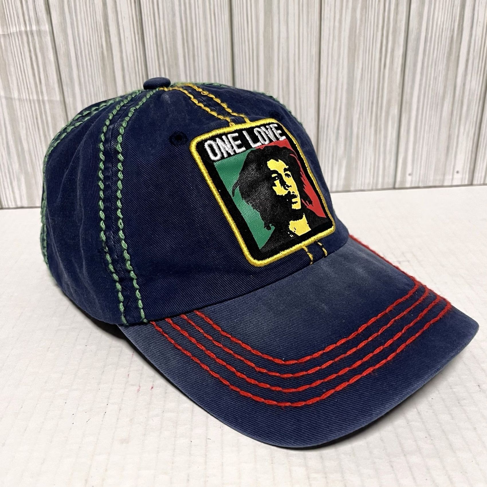 Vintage Bob Marley Hat Cap One Love Mens Dad Strap Back Navy Blue Casual Adjustable Hat Size ONE SIZE - 4 Thumbnail