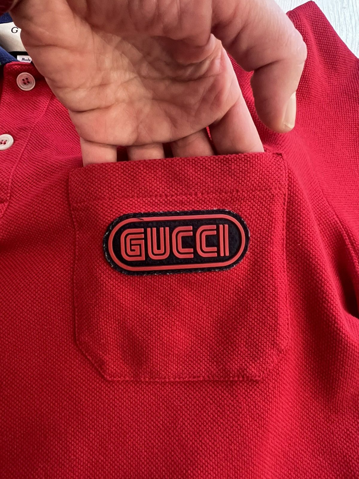 Gucci Gucci Red Cotton Pique Contrast Detail Polo T-Shirt M Size US M / EU 48-50 / 2 - 4 Thumbnail