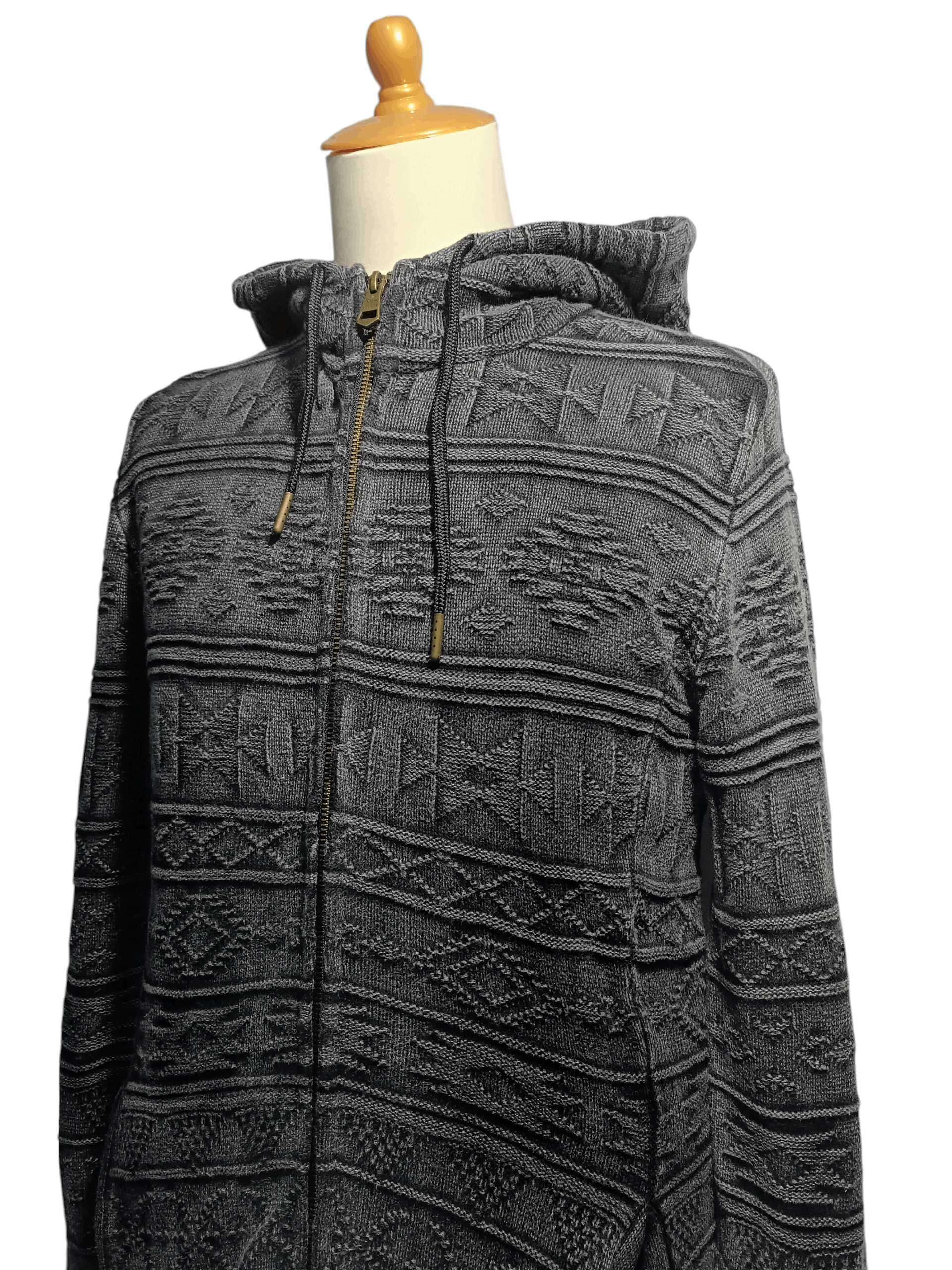 Japanese Brand 1PIU1UGUALE3 Relax Ortega pattern knit hoodie Size US M / EU 48-50 / 2 - 3 Thumbnail
