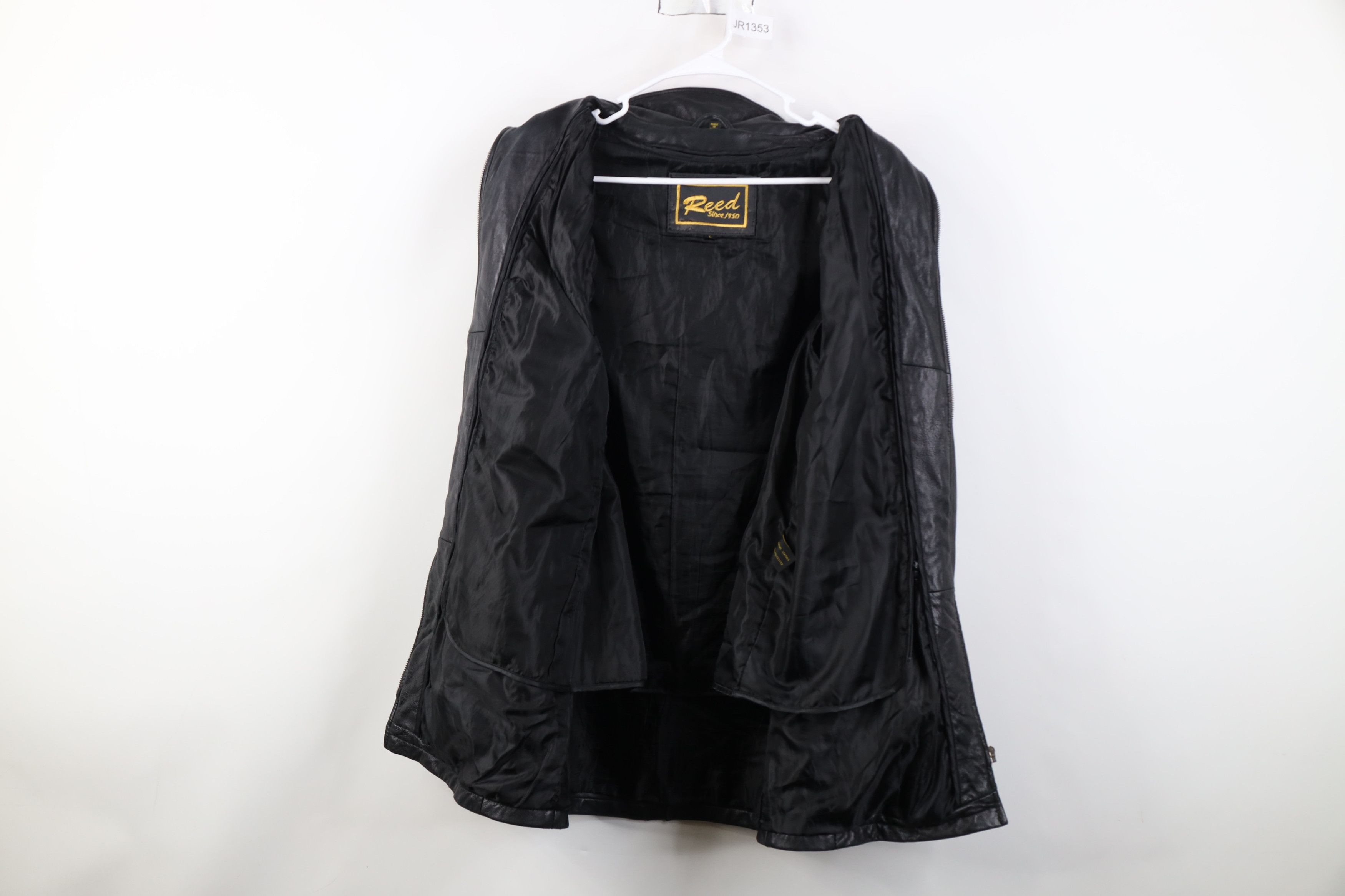 Vintage Vintage 90s Streetwear Leather Fur Trim Hooded Jacket Black Size L / US 10 / IT 46 - 10 Thumbnail