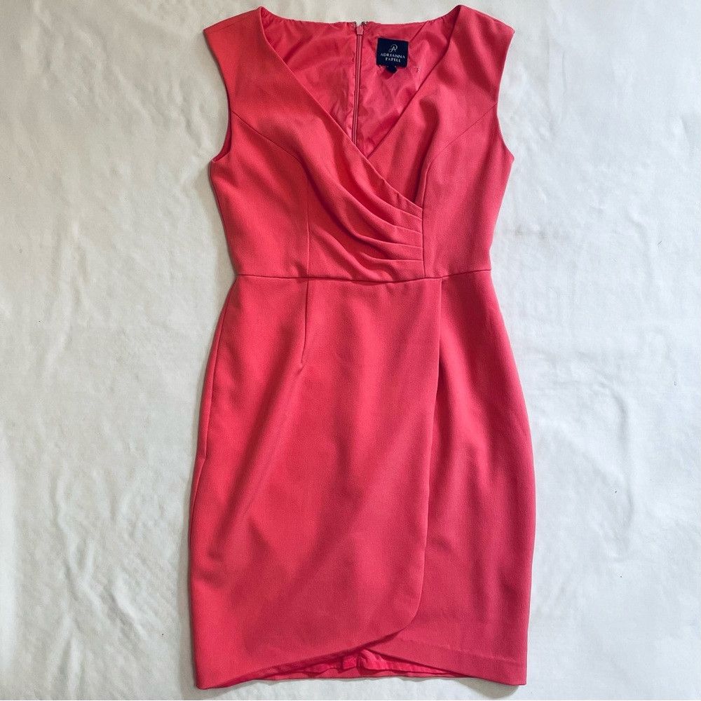 Adrianna Papell New Adrianna Papell Crepe Sheath Sleeveless Pink Dress Size Size S / US 4 / IT 40 - 6 Thumbnail