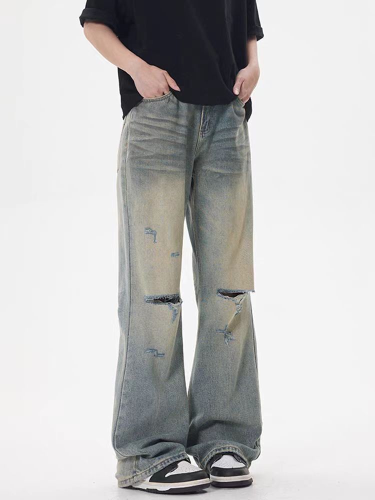 Japanese Brand × Jean Washed yellow clay ripped micro flare baggy jeans Size US 31 - 2 Thumbnail