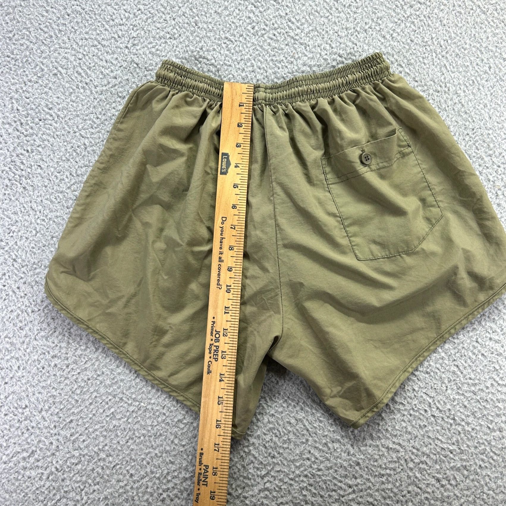 Vintage MX3 Mens Army Green Solid Nylon Elastic Waist Drawstring Running Shorts Size M Shirt Men? Size US 31 - 4 Thumbnail